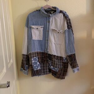 NWT BLUEVELVET Patchwork Button-Up Shirt